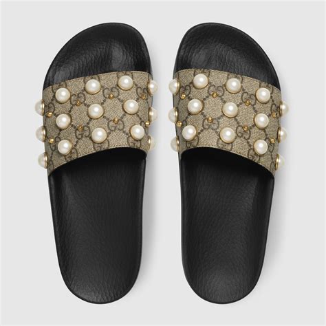 gucci aaa pearl slides|Gucci slide sandals.